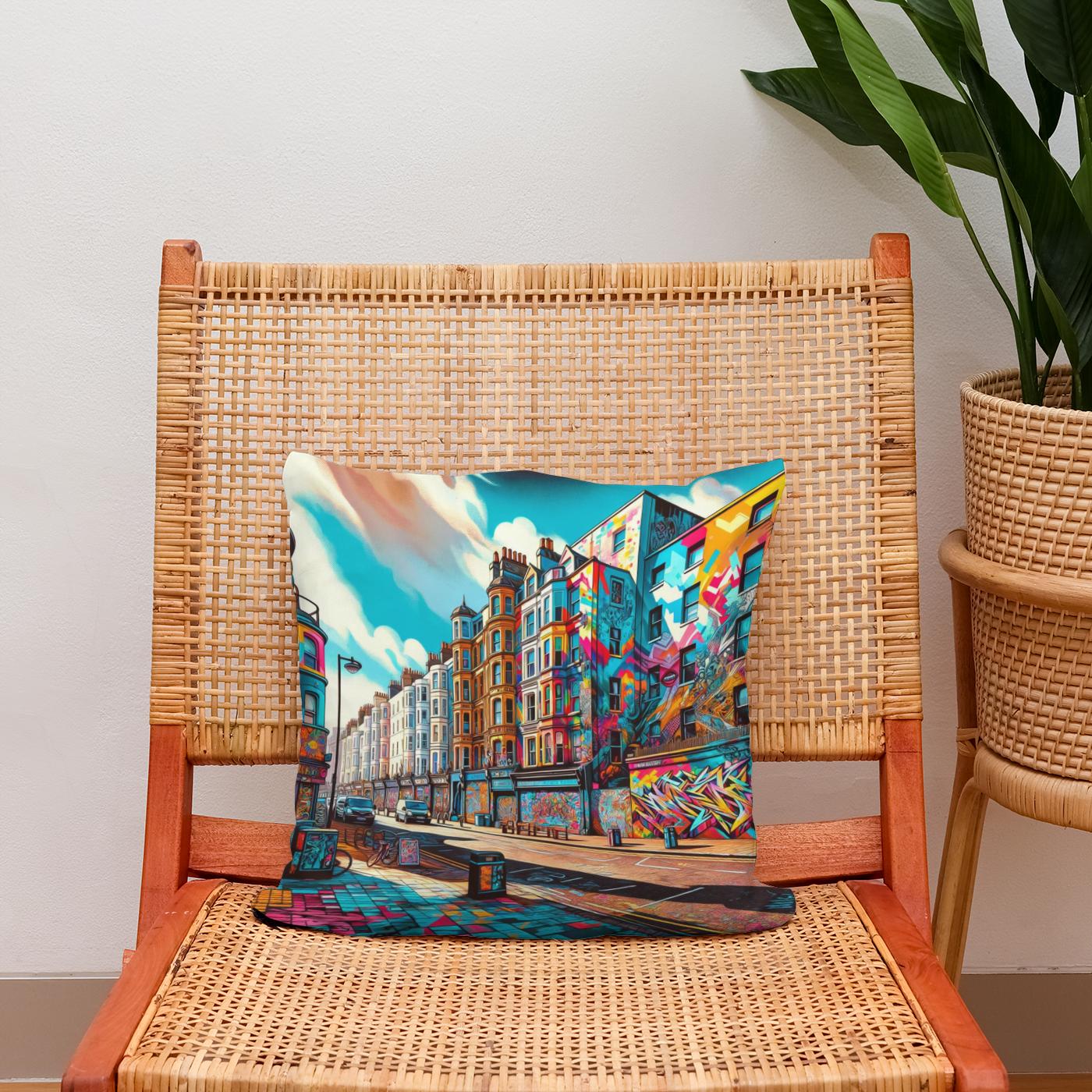 Brighton Street Art Cotton Cushion