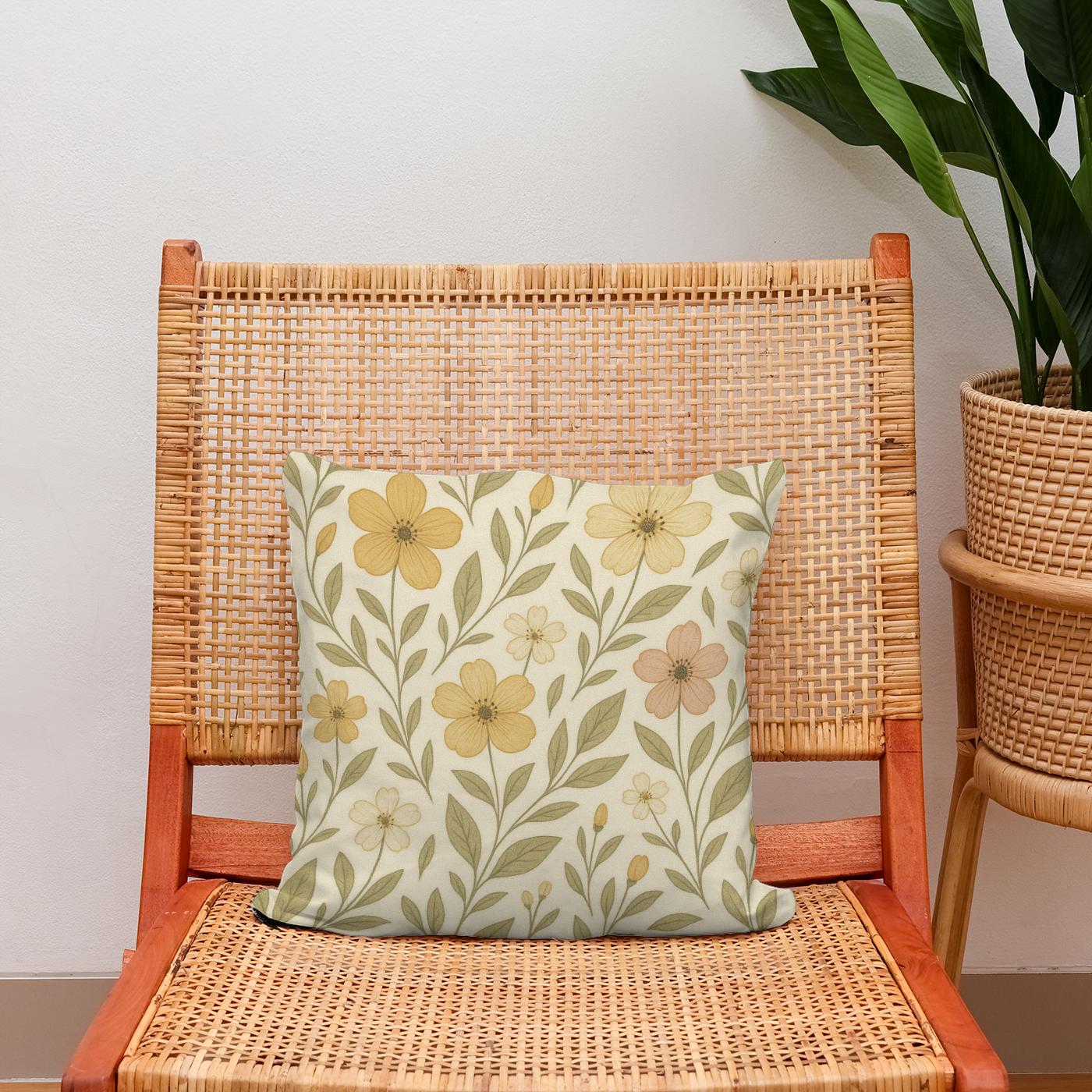 Golden Petals Cotton Cushion