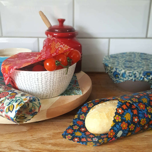 Honey Bee Good Made with Liberty Fabric Set of 3 Handmade Beeswax Wraps