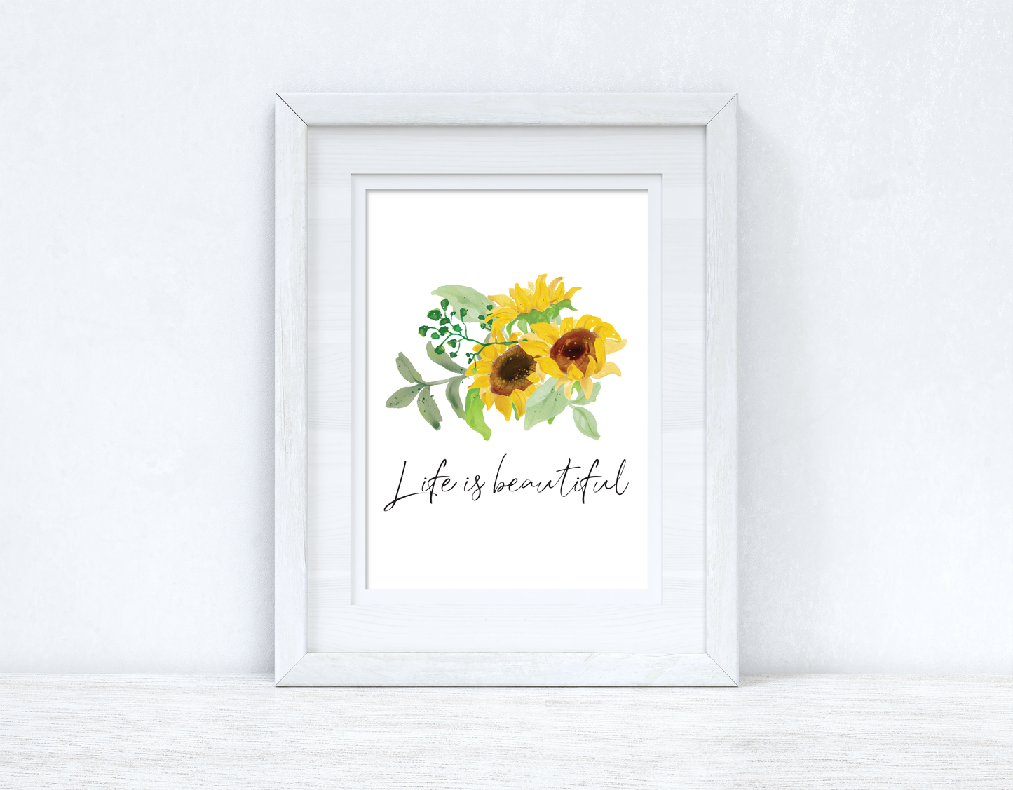 Life is beautiful Sunflower Spring Seasonal Wall Home Decor Print