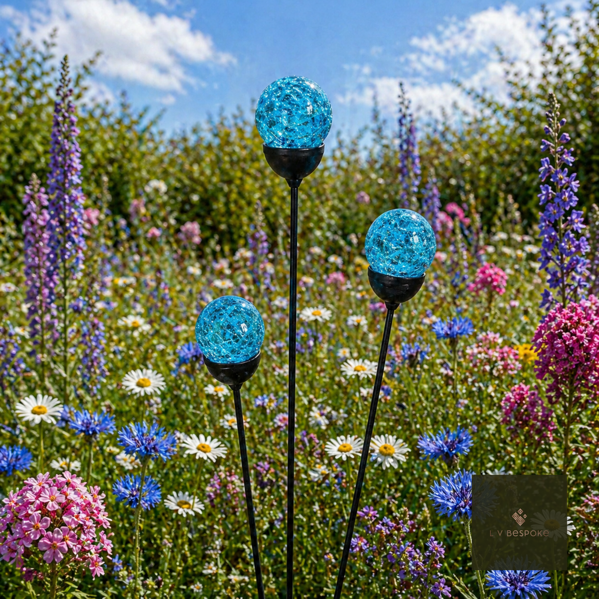 Mixed Coloured Glass Orb Cluster of 3