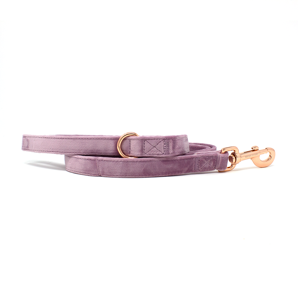 Lilac Dreams - Lilac Velvet Dog Harness with Rose Gold Metal Hardware