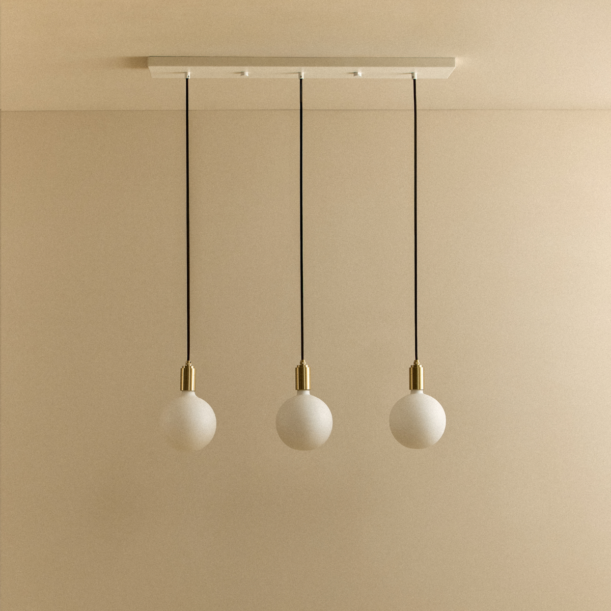 Linear Triple Pendant in Brass + Sphere IV