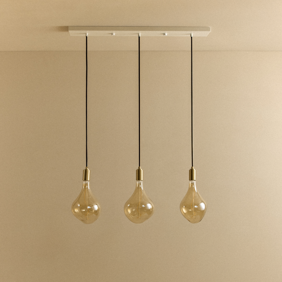 Linear Triple Pendant in Brass + Voronoi II