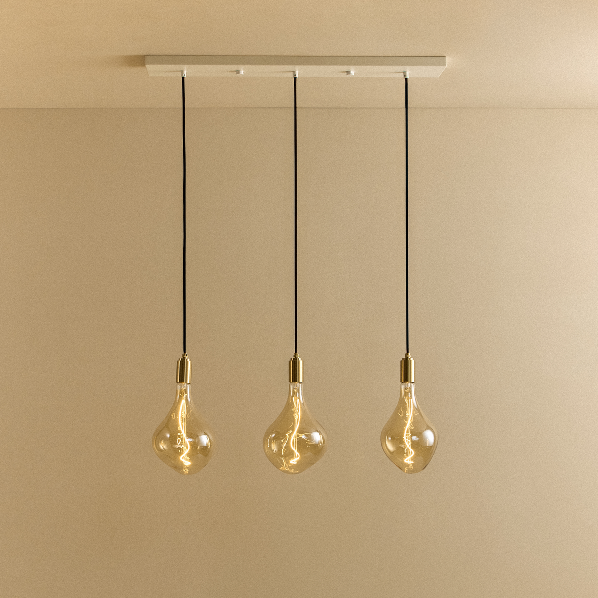 Linear Triple Pendant in Brass