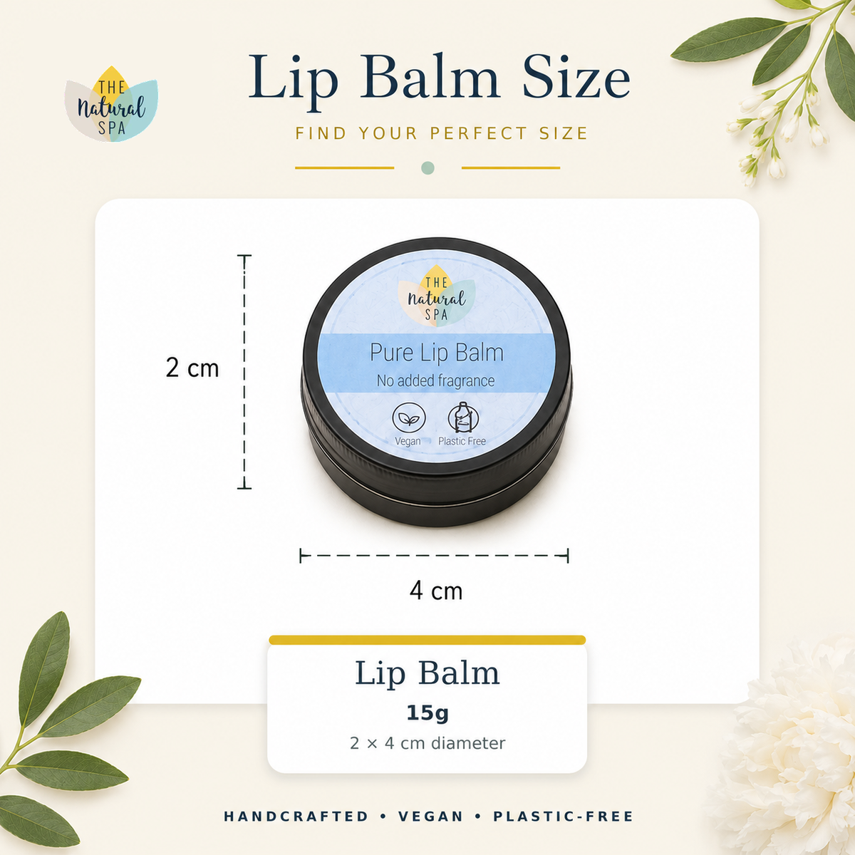 Peppermint Natural Lip Balm | Vegan, Hydrating & Nourishing | Plastic-Free, Handmade Lip Care