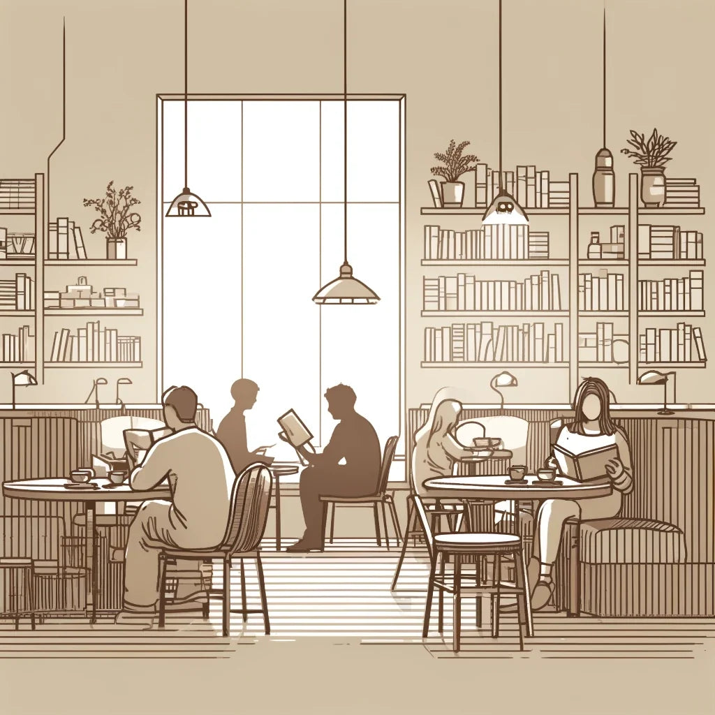 Literary Cafe in Muted Shades Canvas