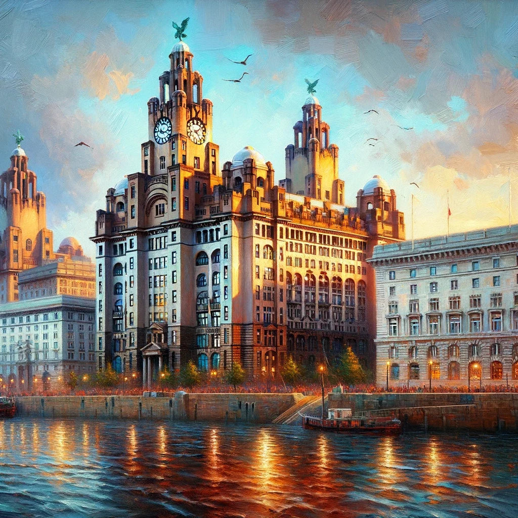 Liverpool Royal Liver Building Dusk Impression Canvas