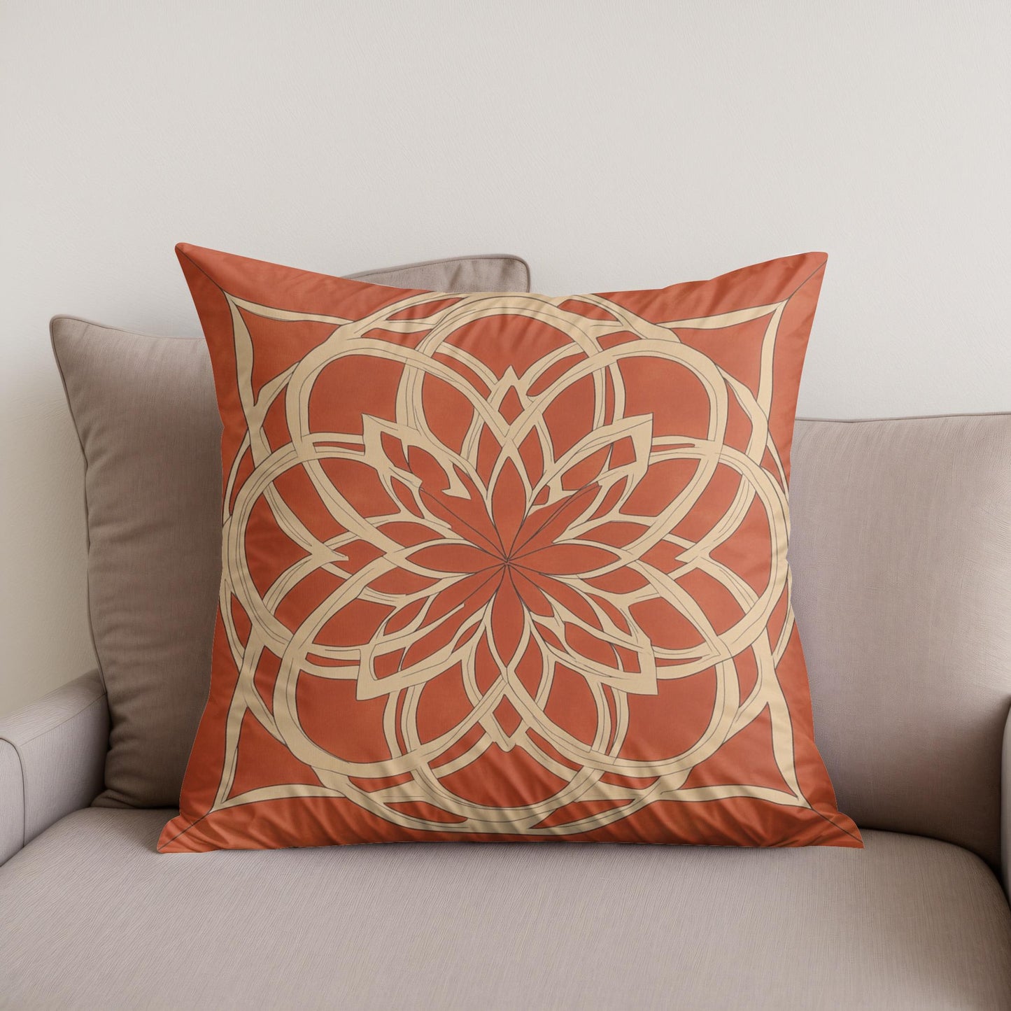 Rusty Orange Rosette Cotton Cushion