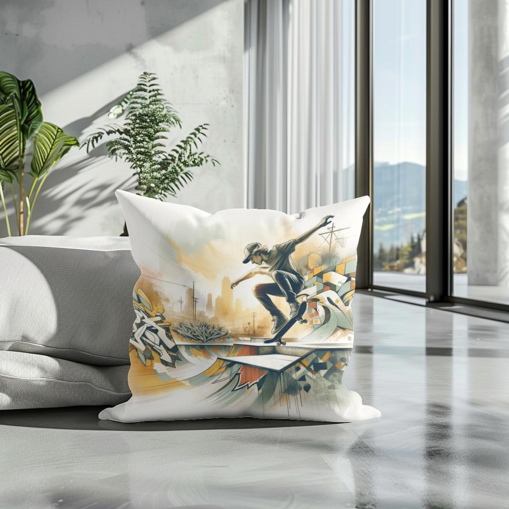 Skate and Spray Cotton Cushion