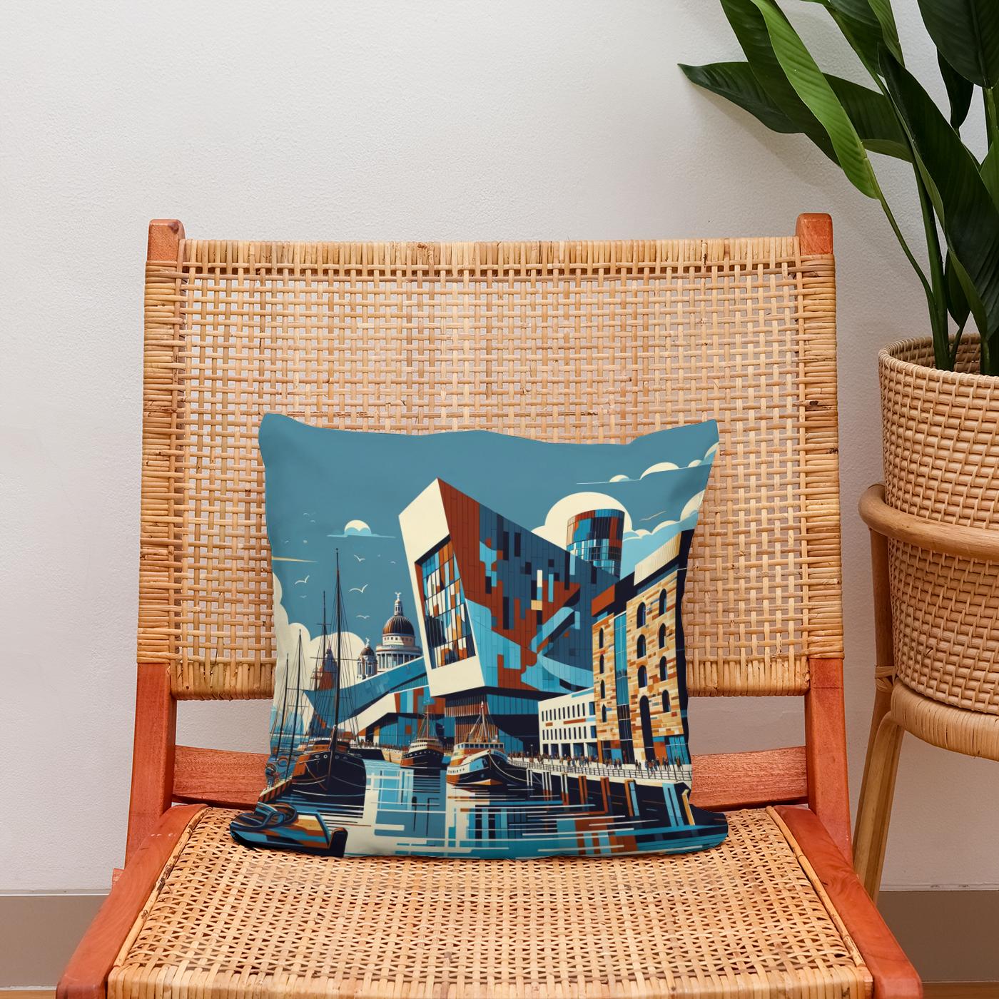 Liverpool Merseyside Maritime Modernism Cotton Cushion