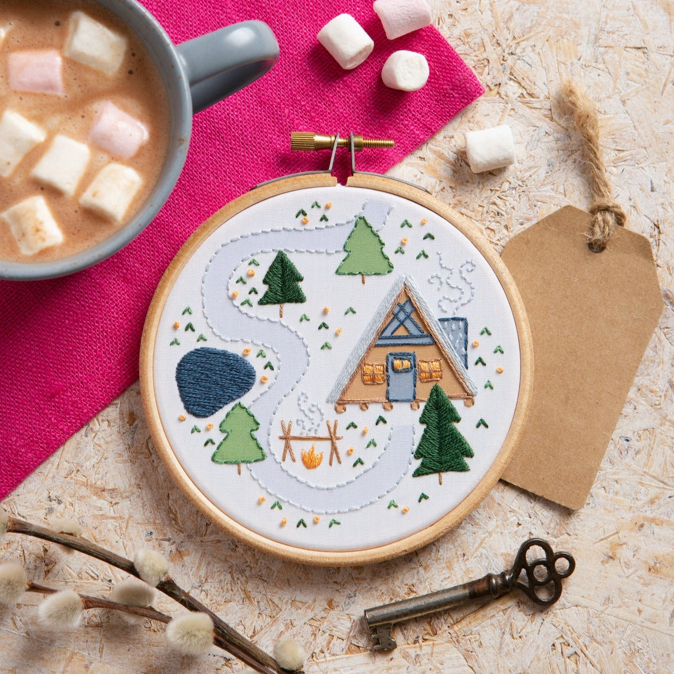 'Log Cabin' Mini Embroidery Kit for Beginners