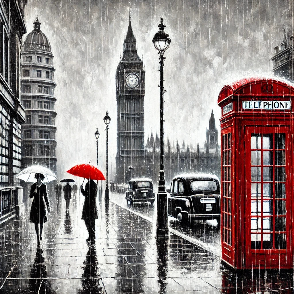London Rain Stroll Cotton Cushion