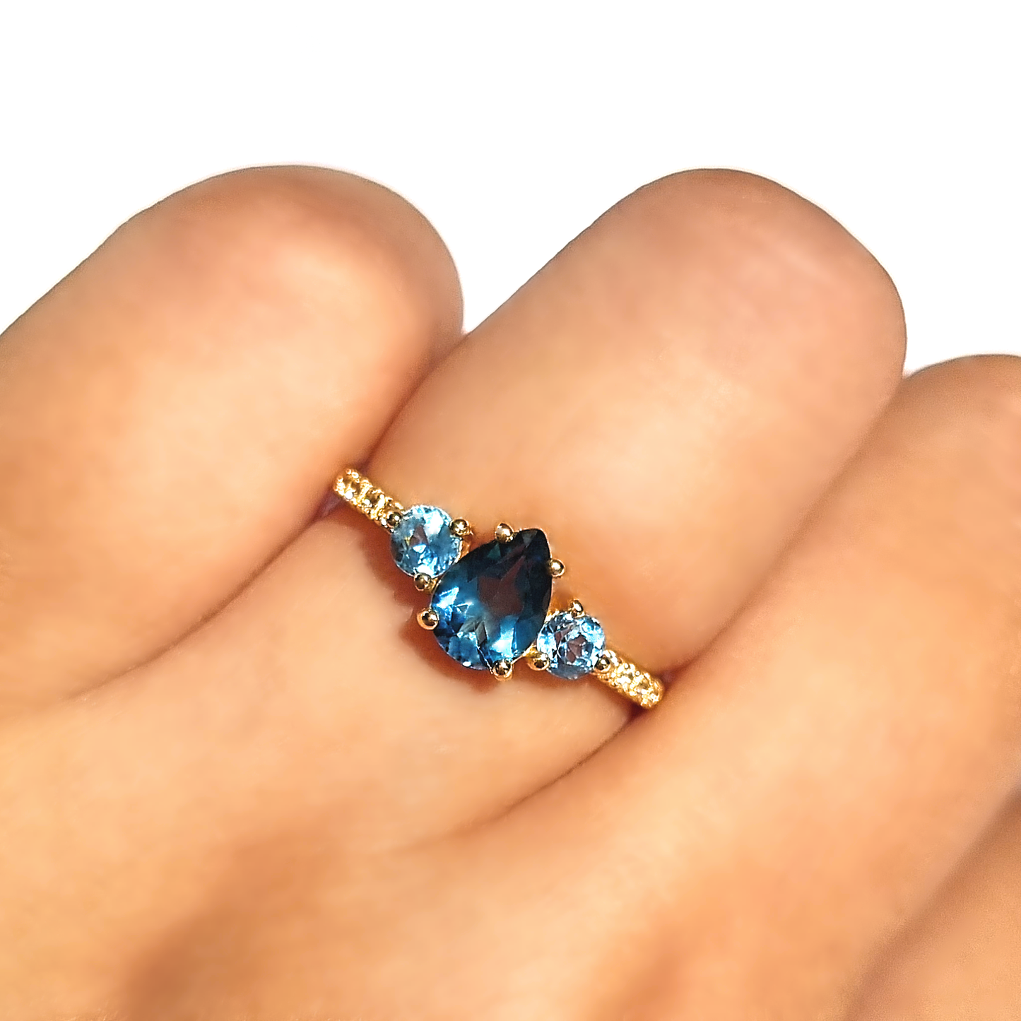 London Blue and Swiss Blue Topaz Ring in 18k Gold Vermeil