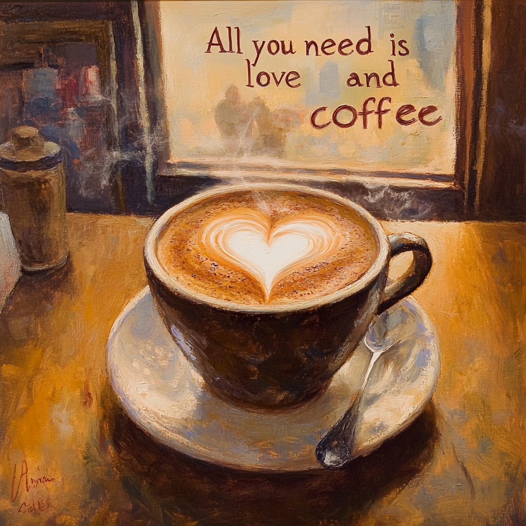 Love & Coffee Heart Canvas