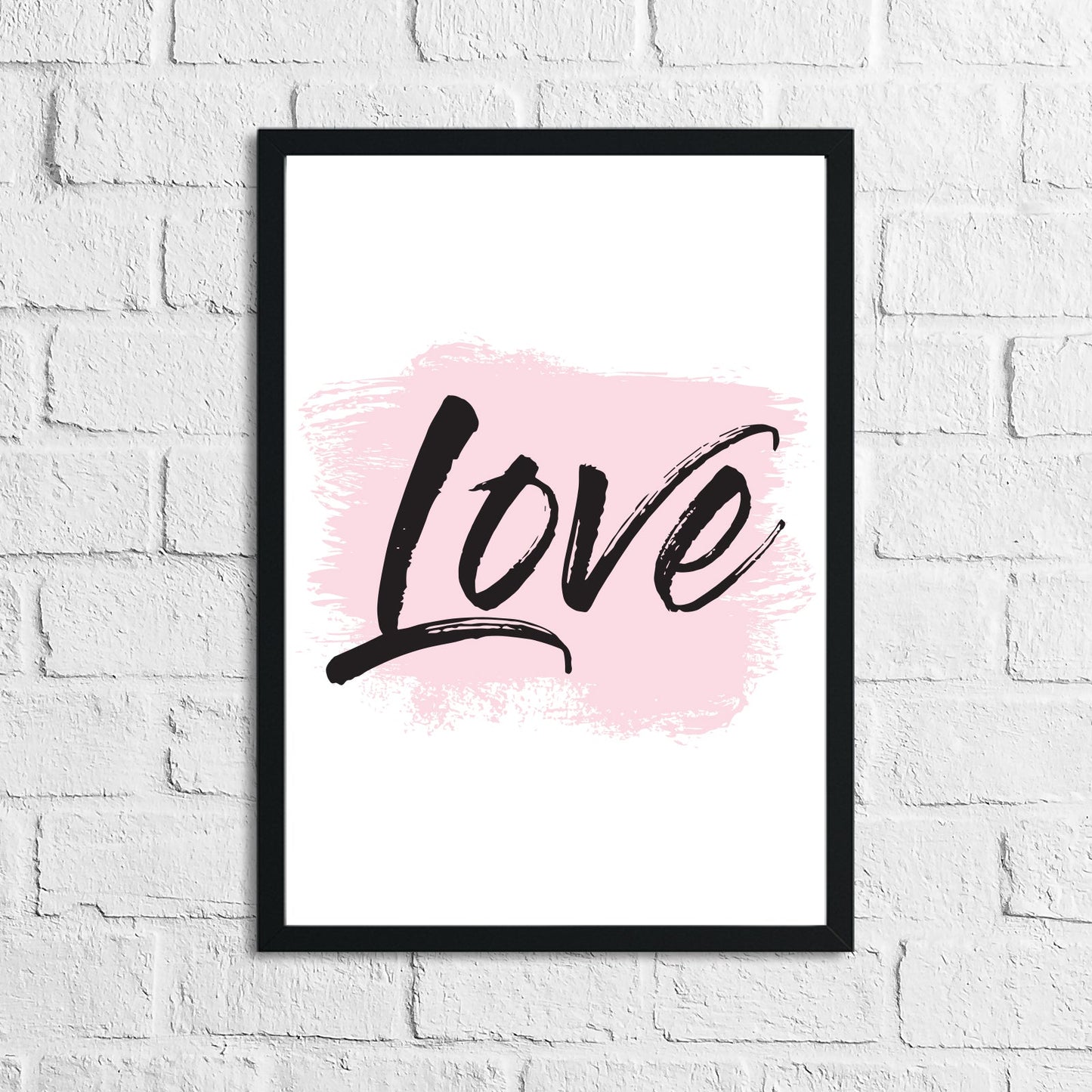 Love Pink Brush Wall Decor Bedroom Print