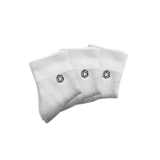 White Low Cut Crew Padel Socks X3