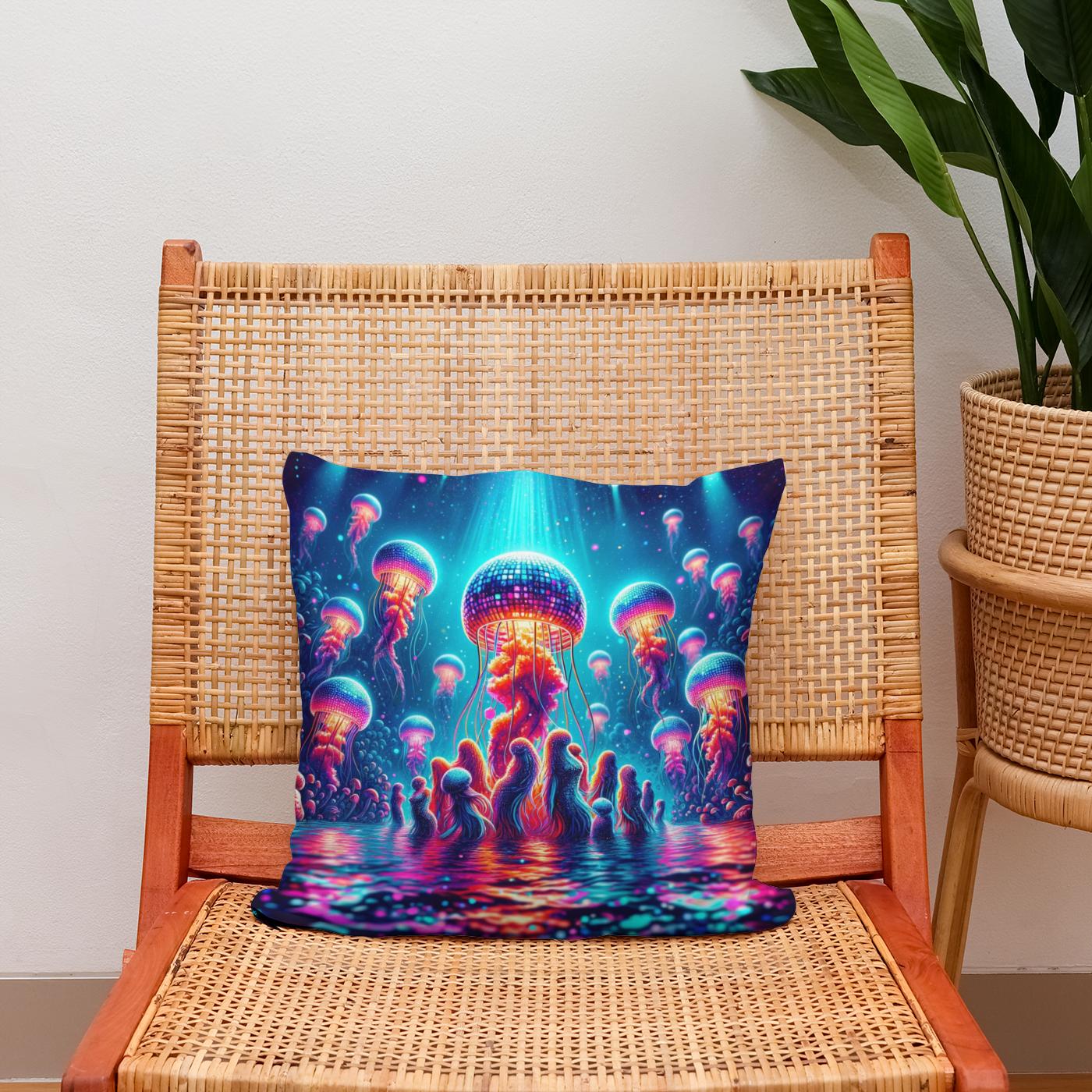 Neon Waves Cotton Cushion