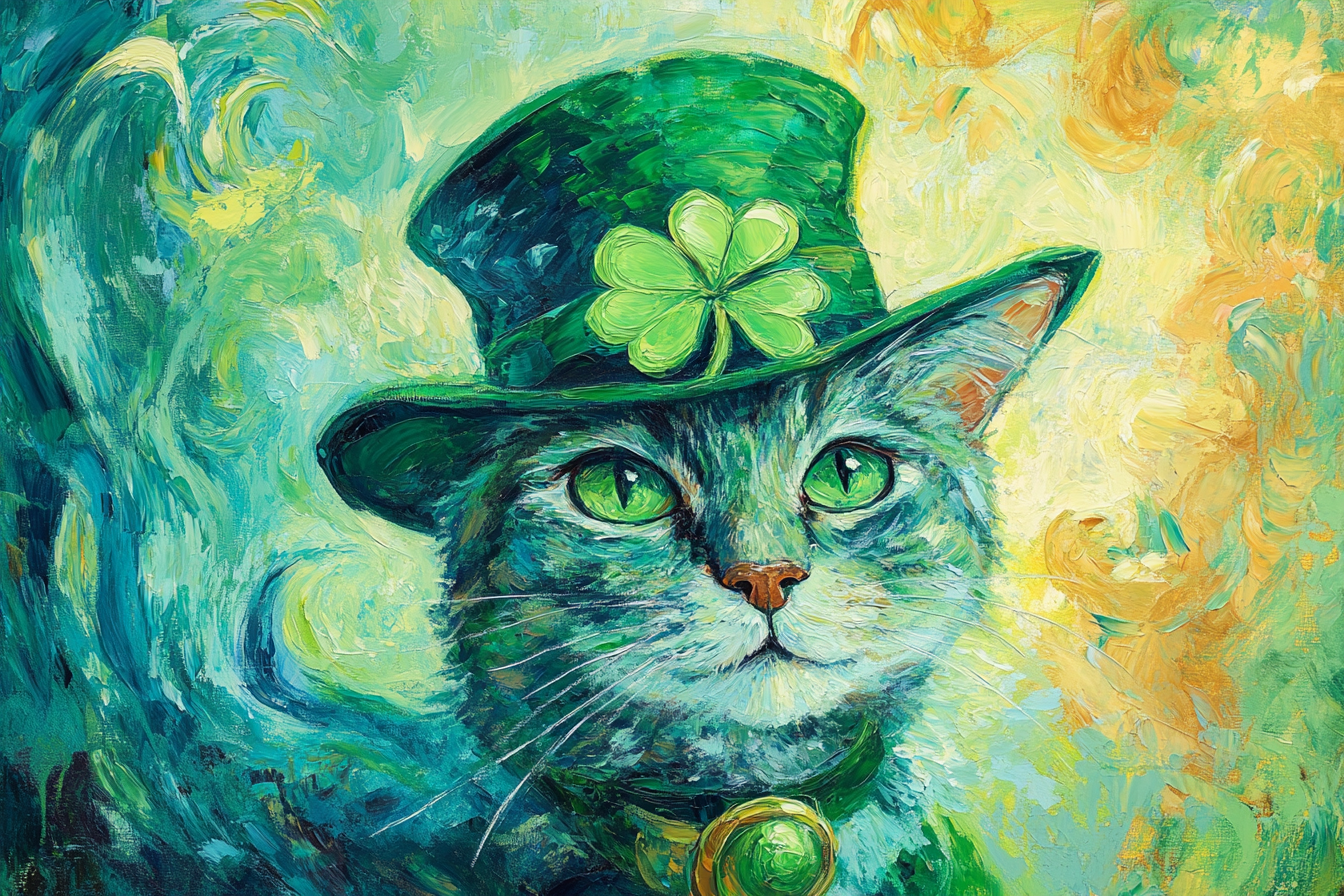 Lucky Leprechaun Cat Canvas