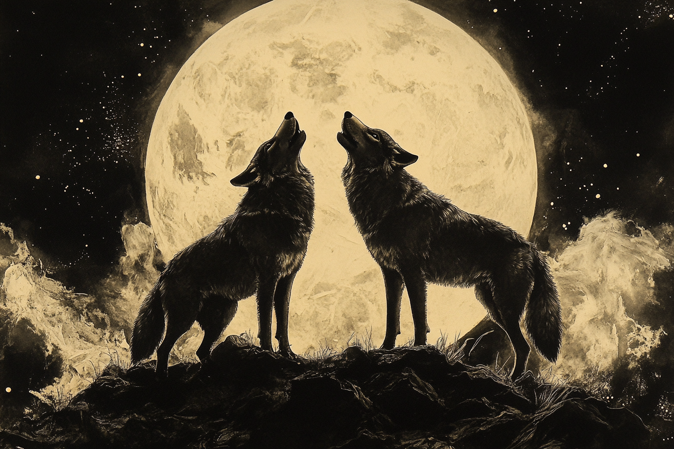 Lunar Serenade Wolves Blanket
