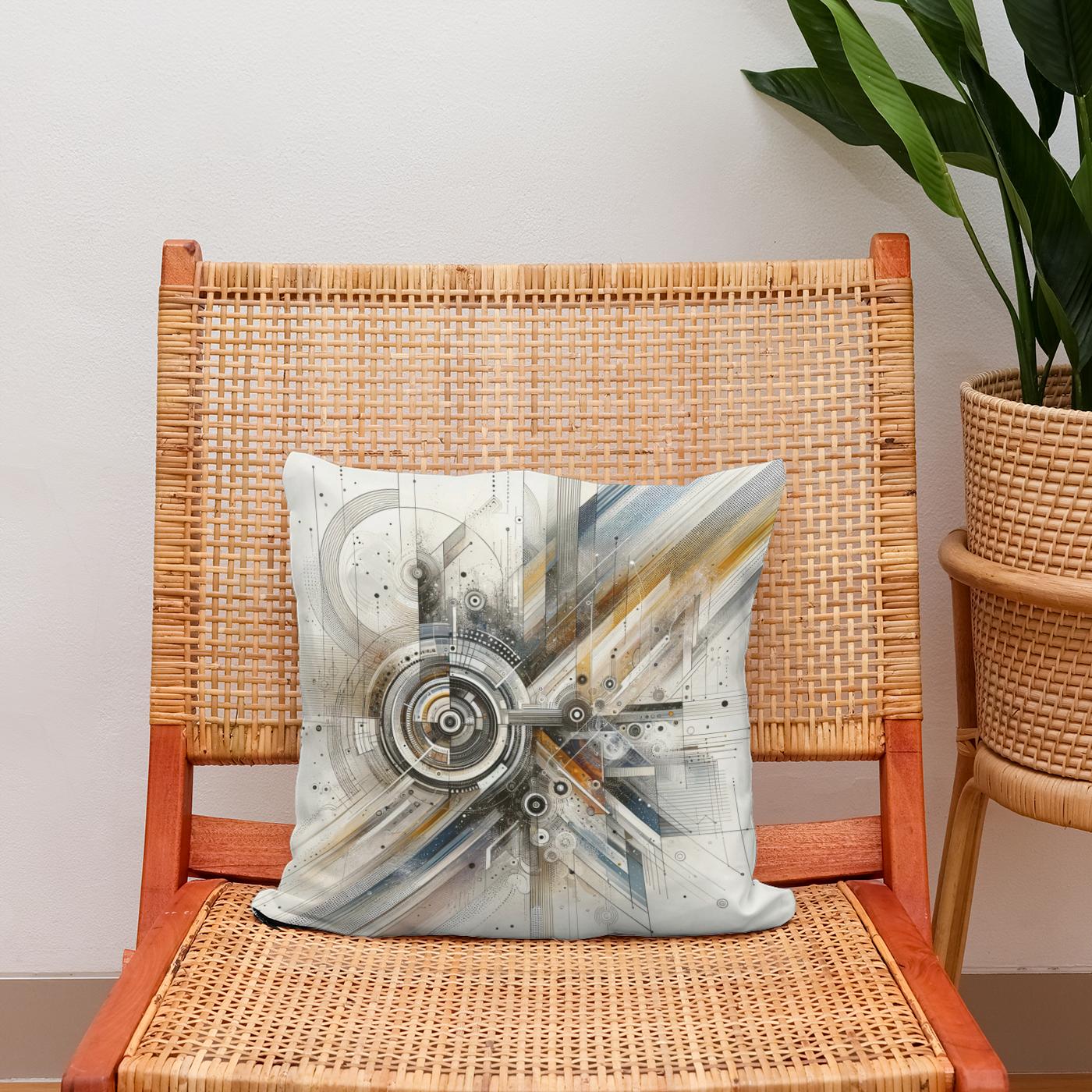 Lens of Time: Visions in Abstract Cotton Cushion