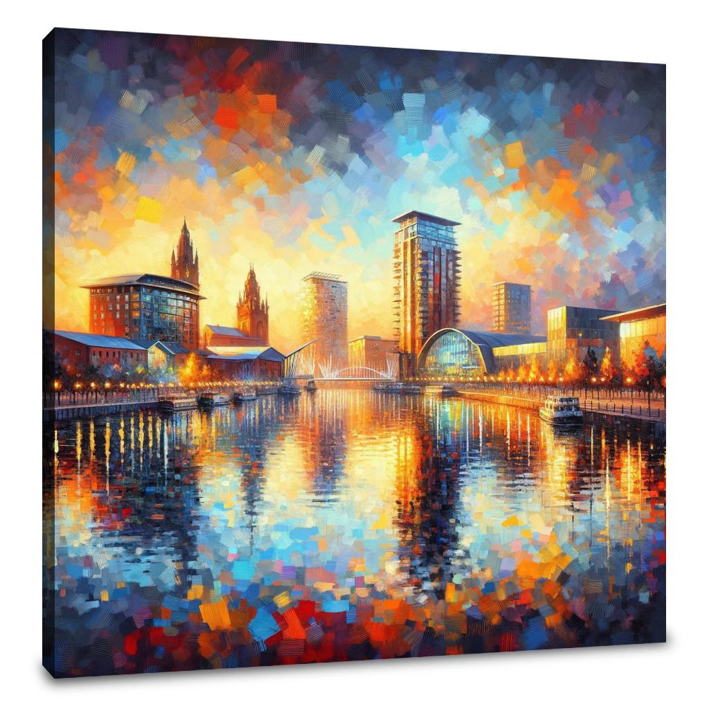Manchester Salford Quays Sunset Canvas