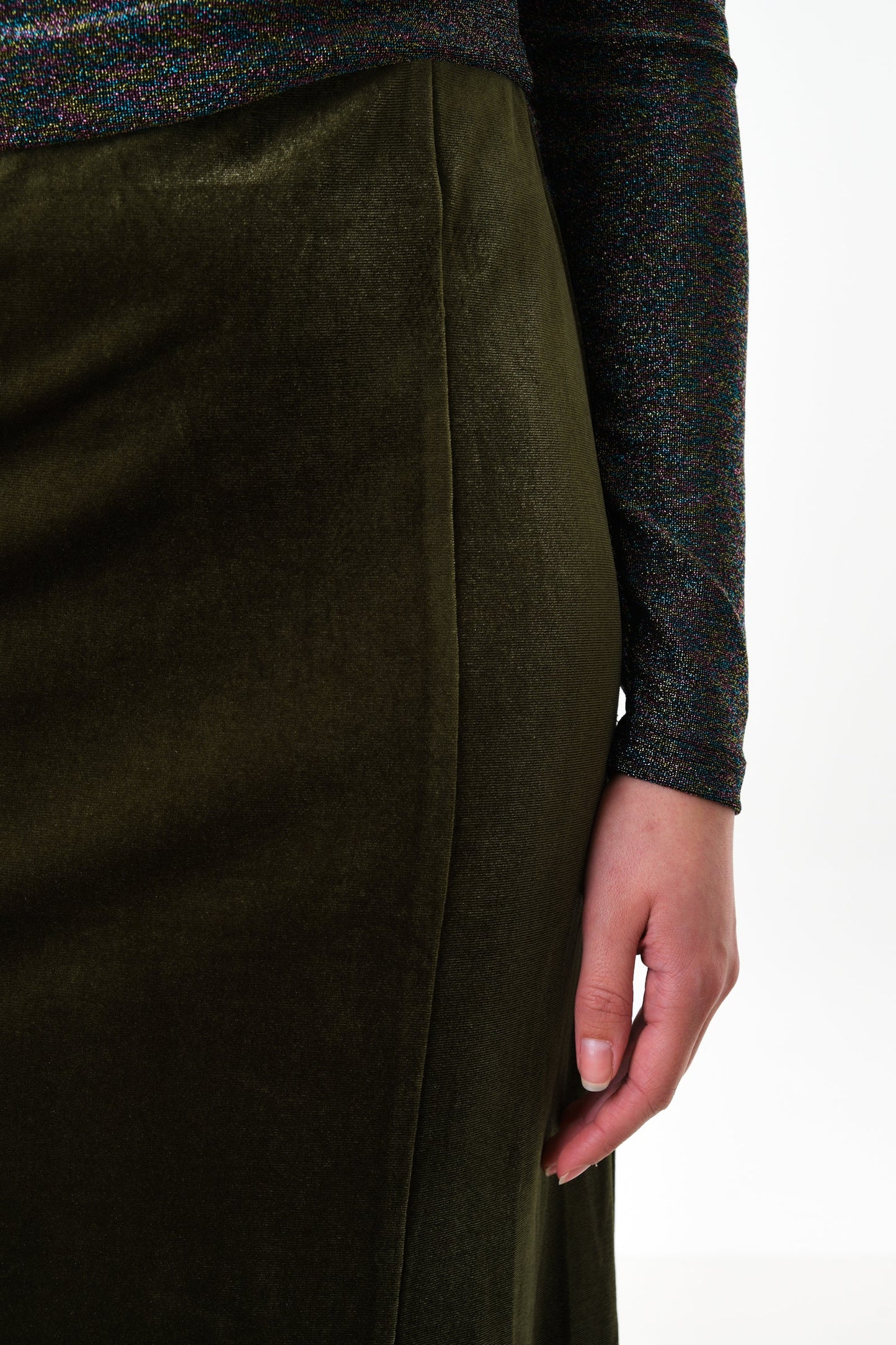 Mahee Velvet Midi Skirt - Sage