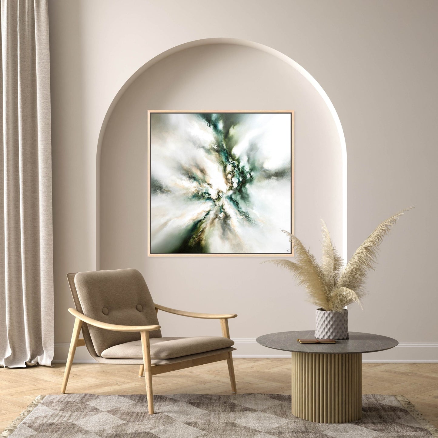 Majestic I Square Framed Printed Canvas