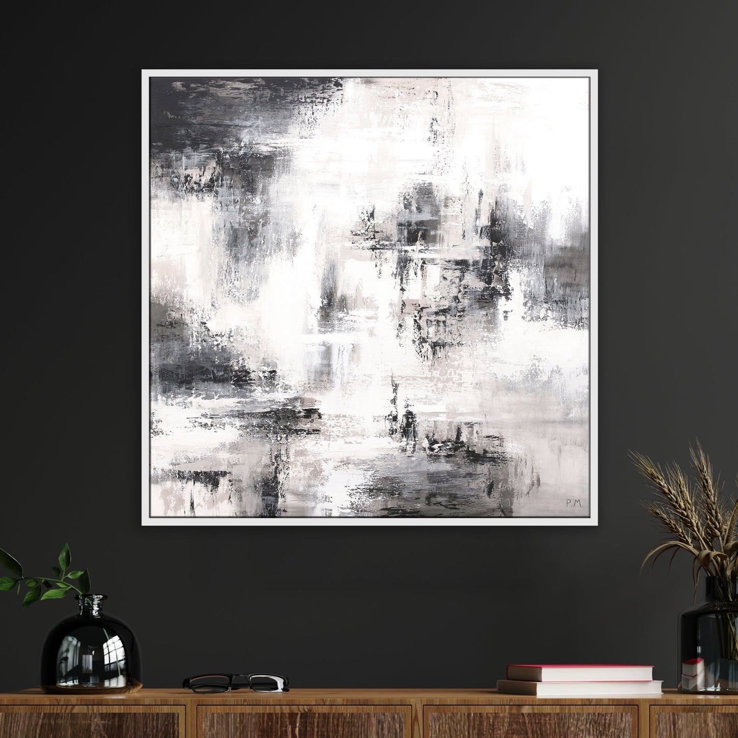 Libra Square Framed Printed Canvas