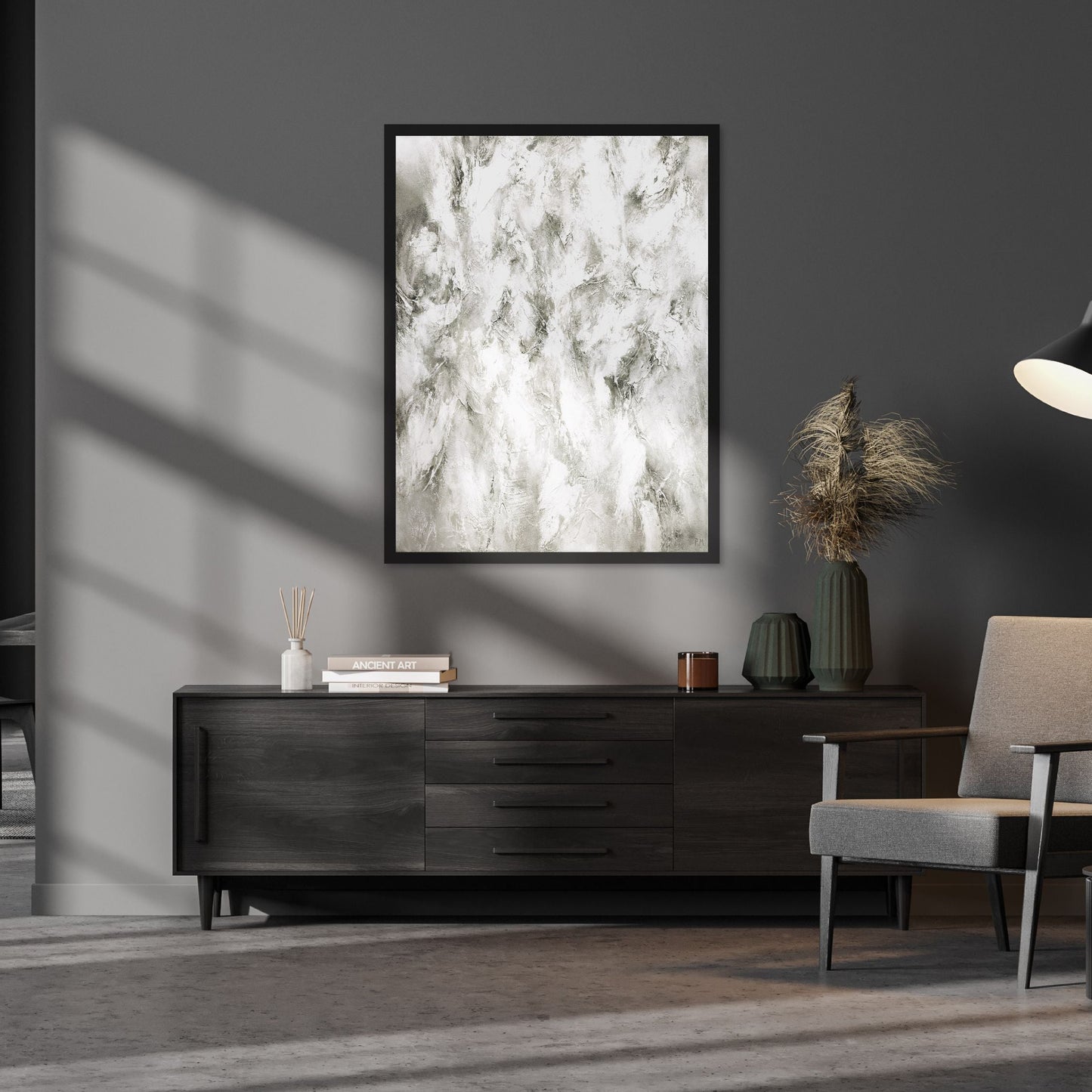 Fracture Portrait Framed Printed Canvas