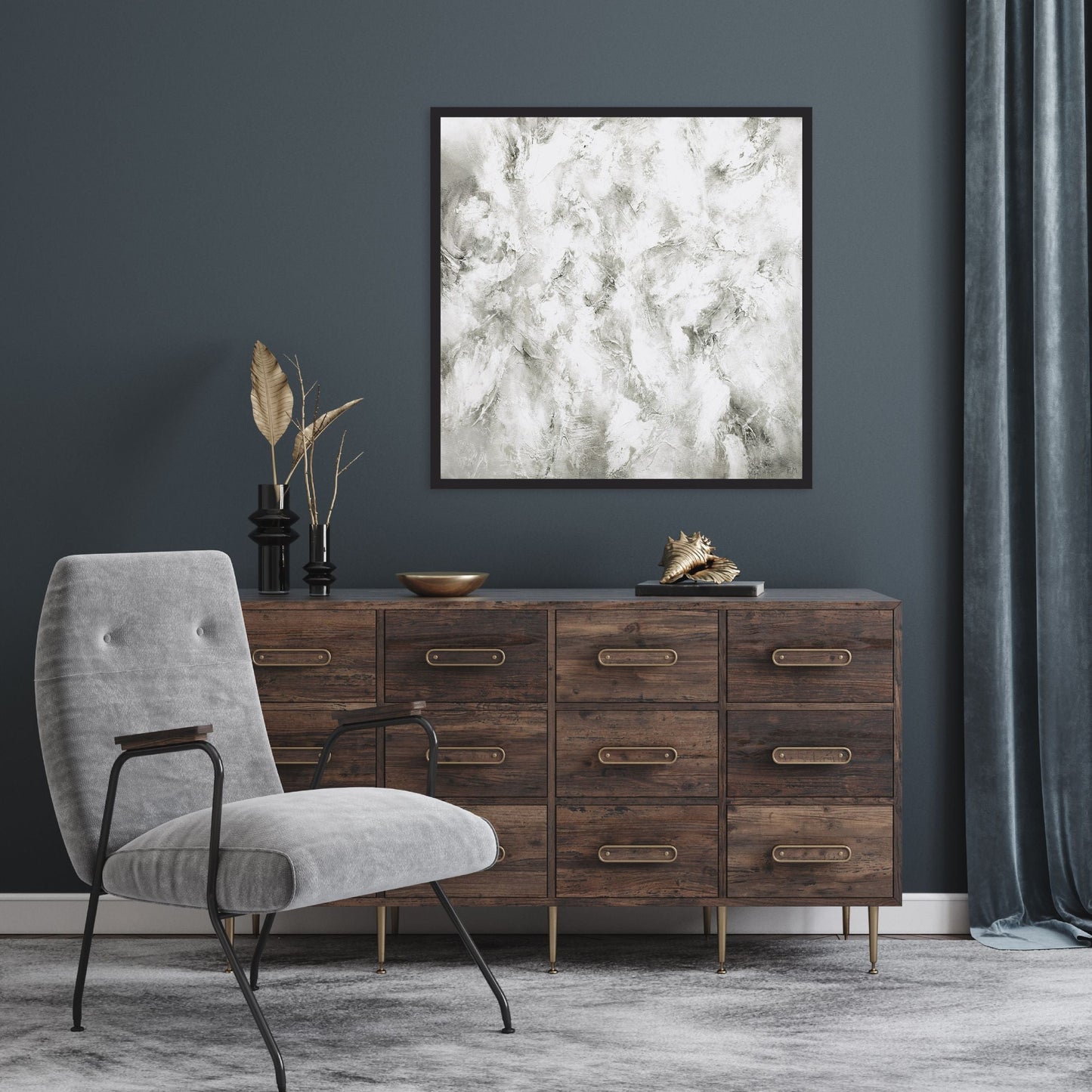 Fracture Square Framed Printed Canvas