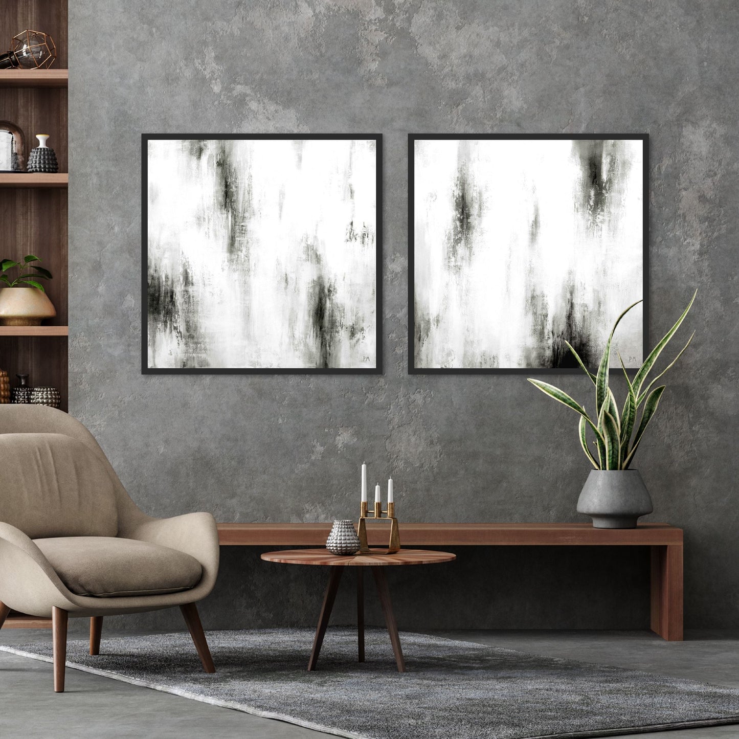 Manhattan II Square Framed Printed Canvas