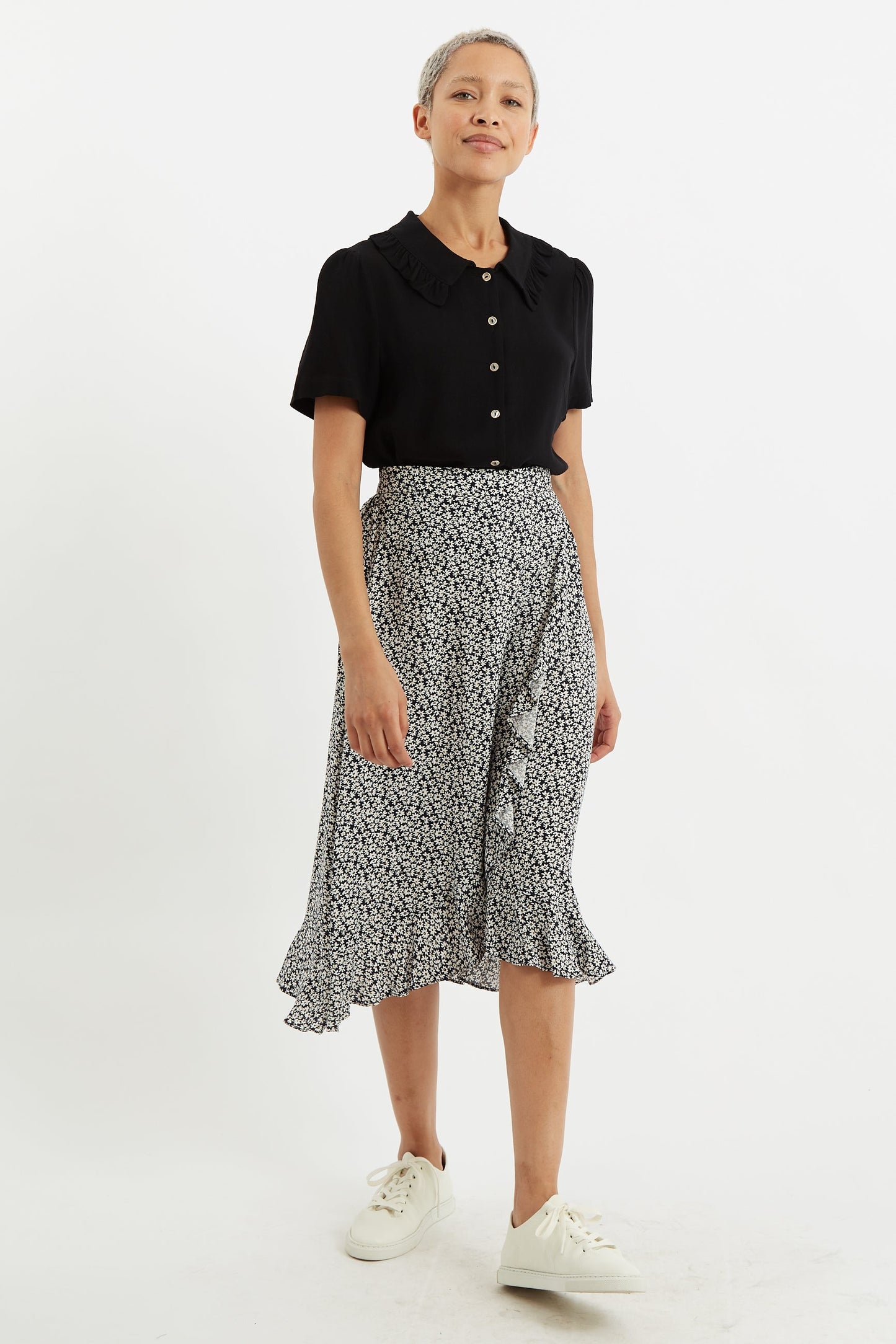 Louche Mara Dazzler Print Frill Midi Skirt
