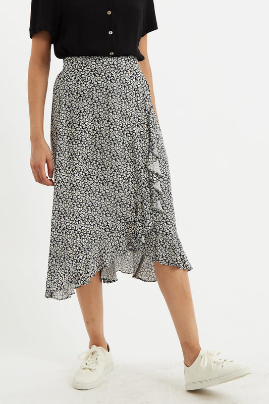 Louche Mara Dazzler Print Frill Midi Skirt