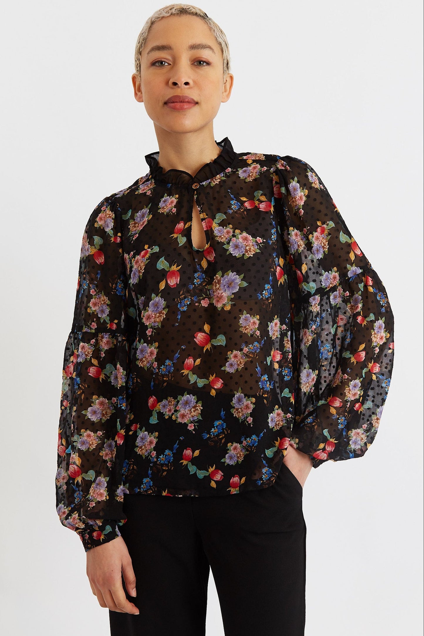 Louche Masha Carpathian Florals Print Long Sleeve Blouse