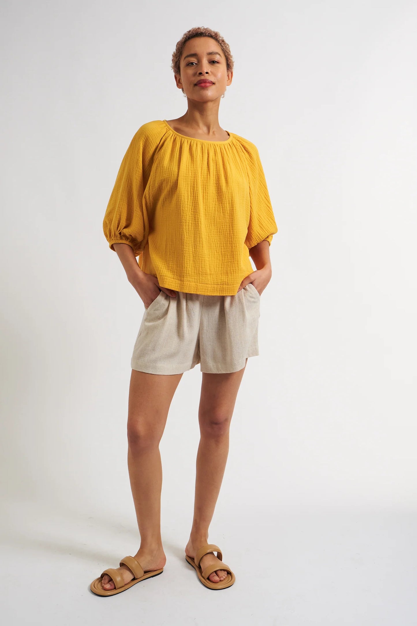 Mayanna Double Gauze Blouse - Mustard