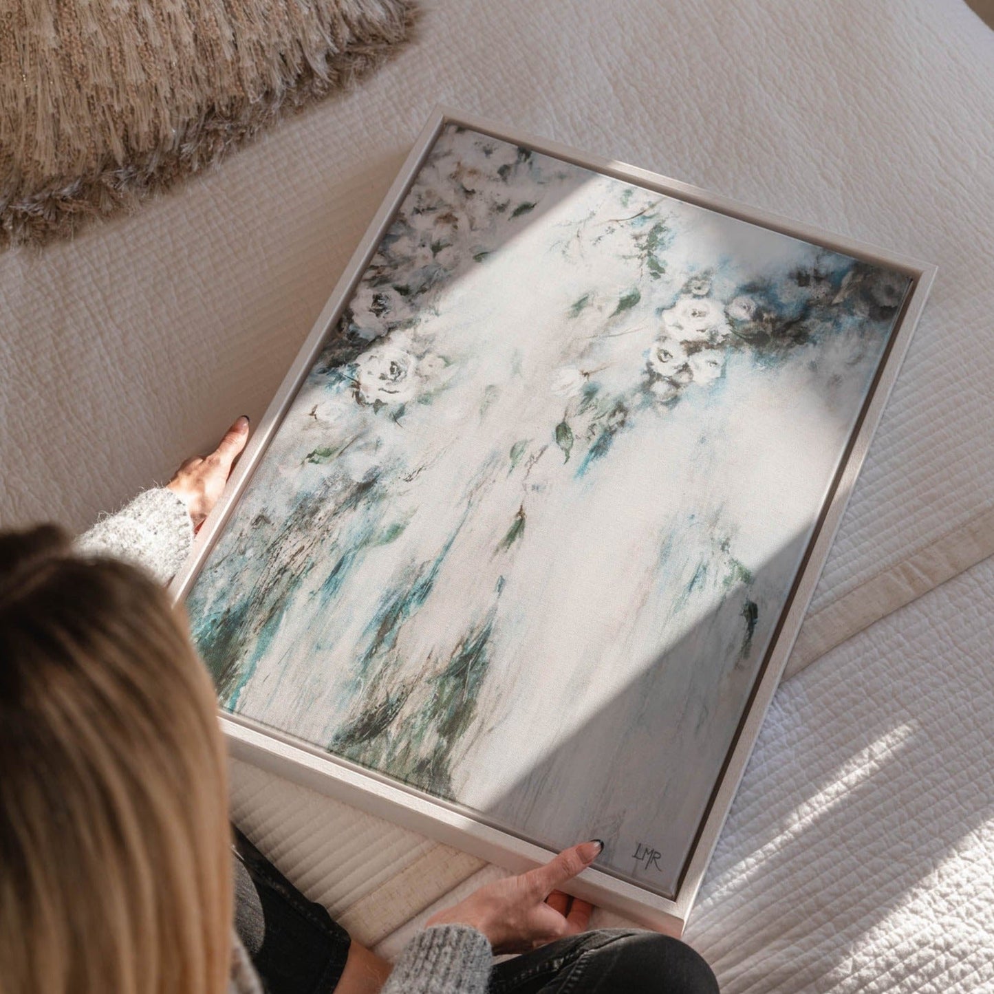 Cascade II Portrait Framed Printed Canvas