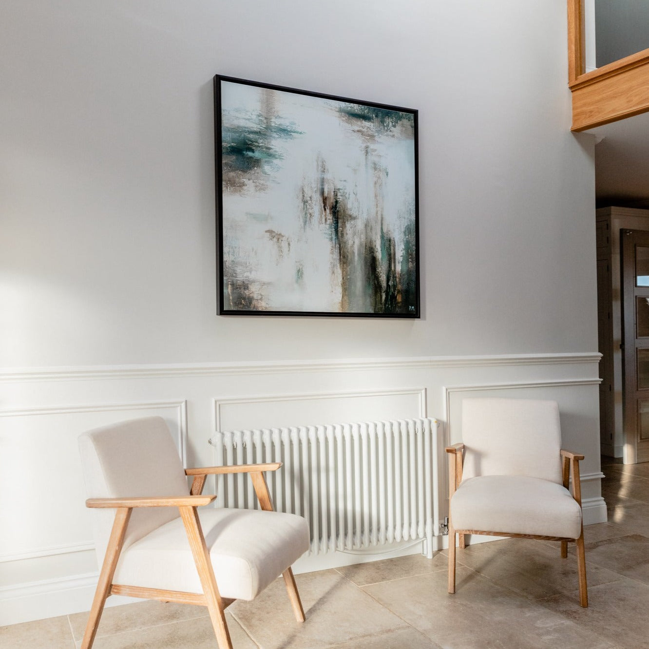 Verde I Square Framed Printed Canvas