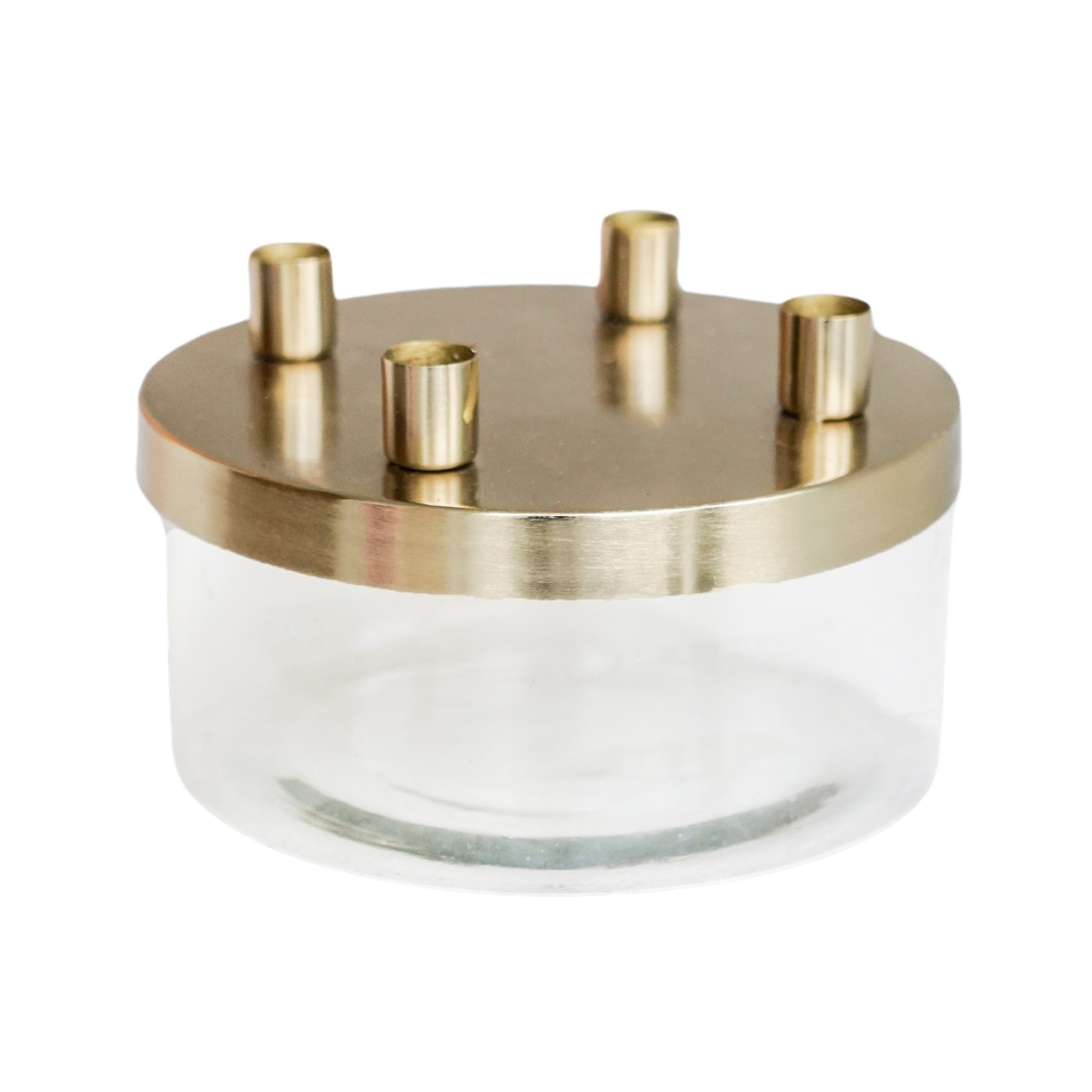 TheFoalyard Ivyline Metal Candle Holder with Glass Bowl Gold