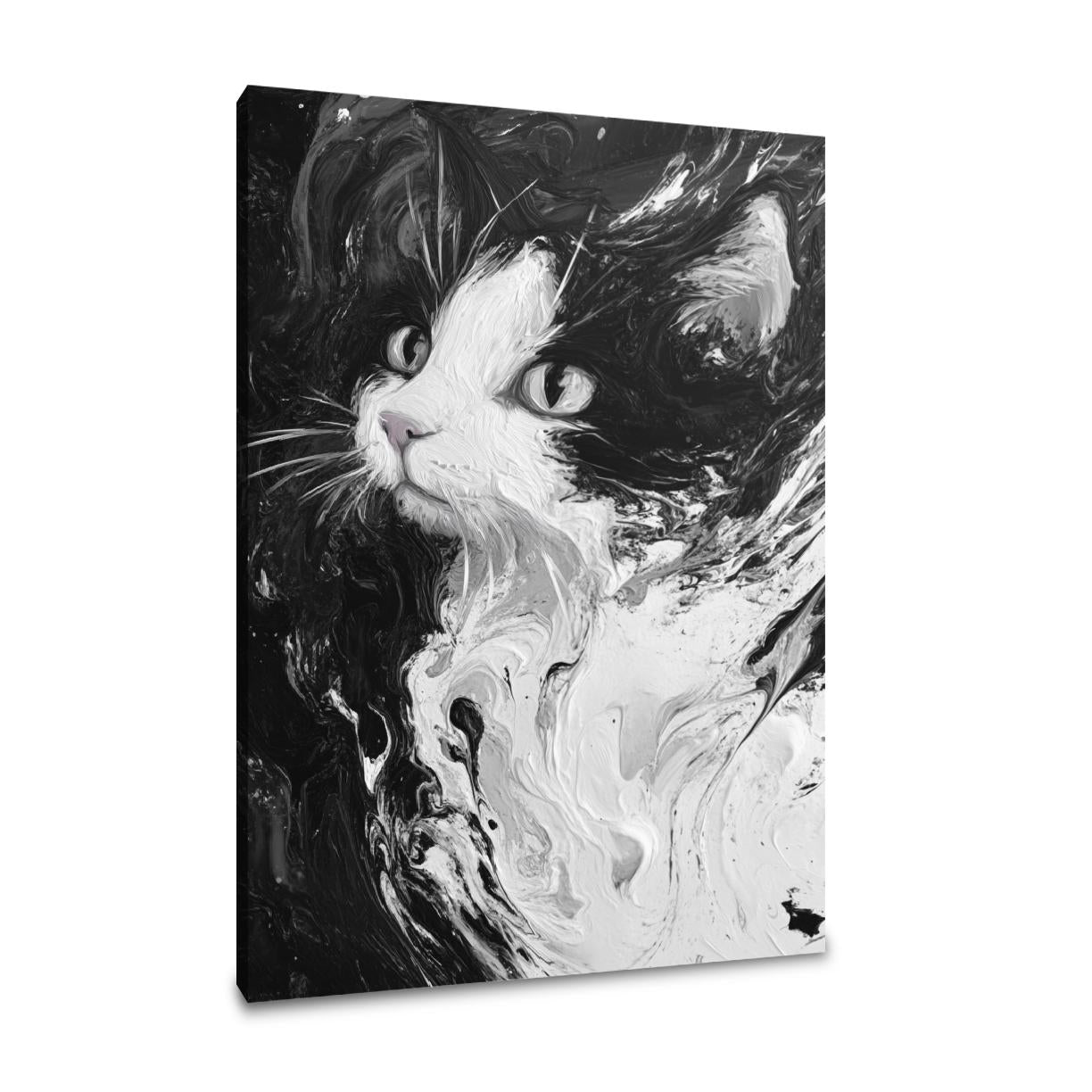 Cat Swirl Monochrome Canvas
