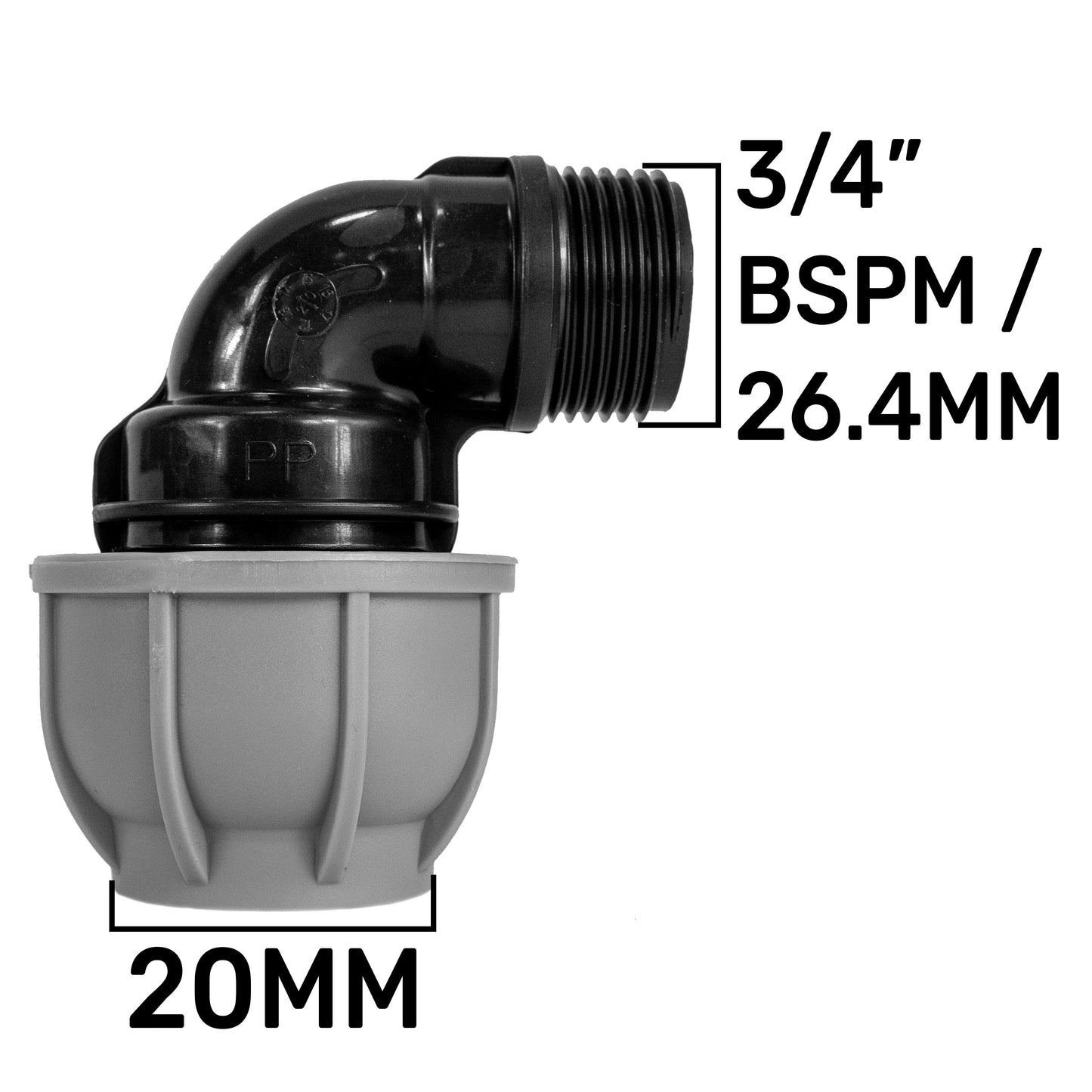 IBC Extender with 2” S60X6 Cap and 20mm MDPE Elbow