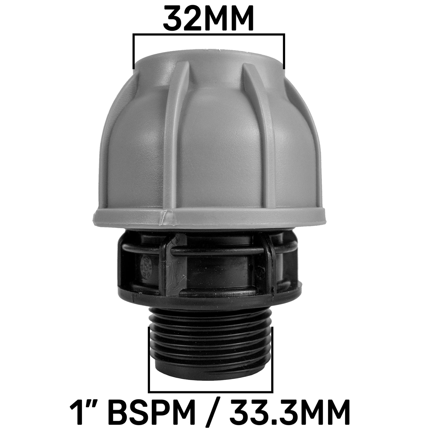 IBC Extender with 2” S60X6 Cap and 32mm MDPE Straight