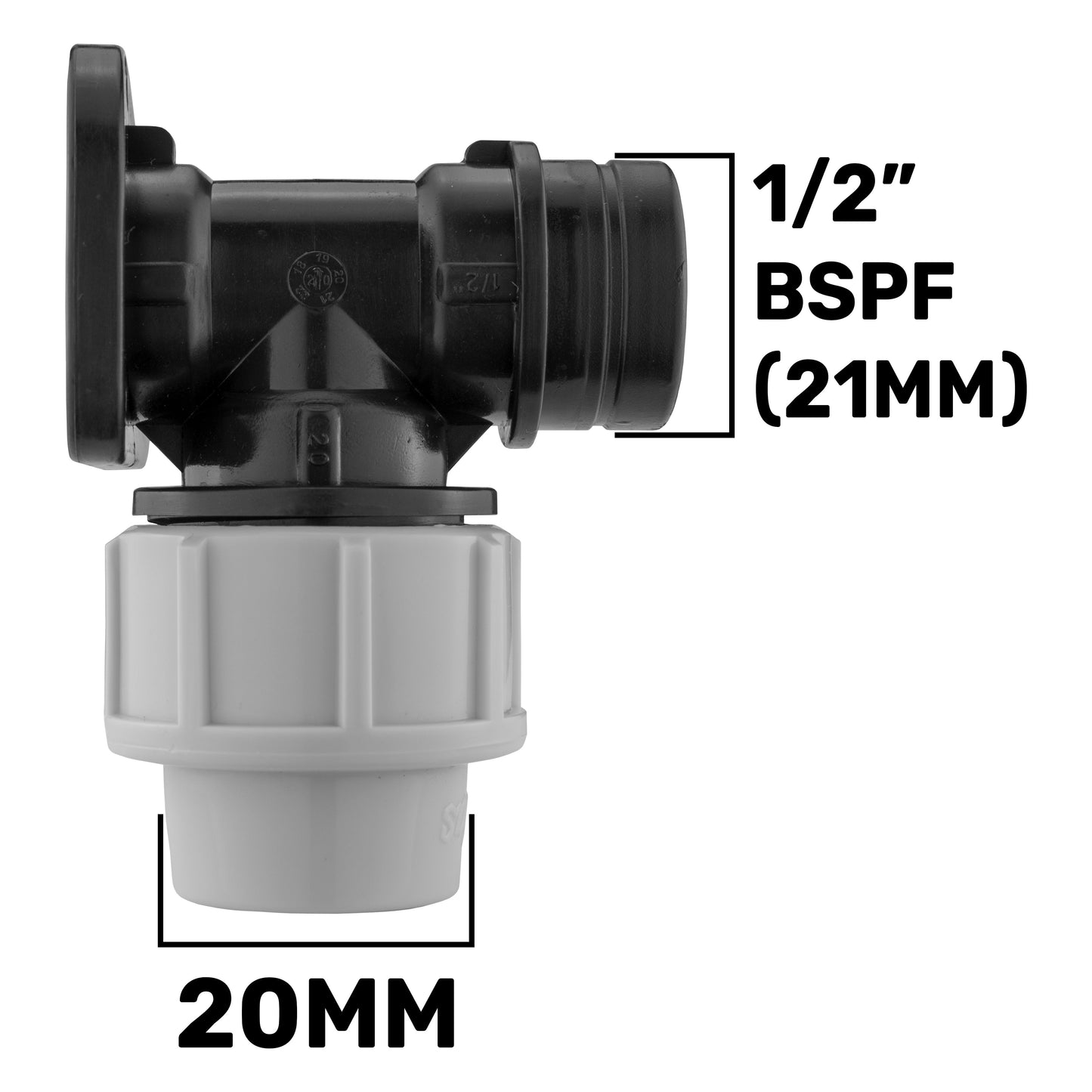 Wall Flange Kit 20mm MDPE + Bib Nickle Tap & Snap On