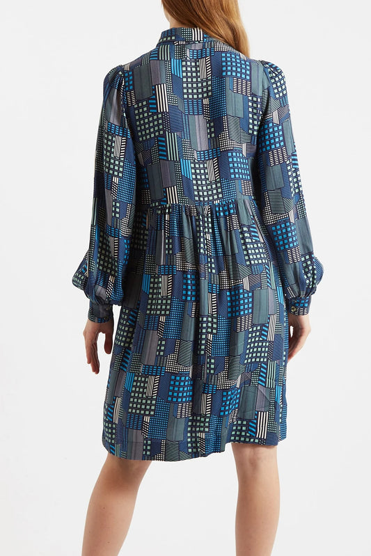 Melly Geo City Print Mini Shirt Dress
