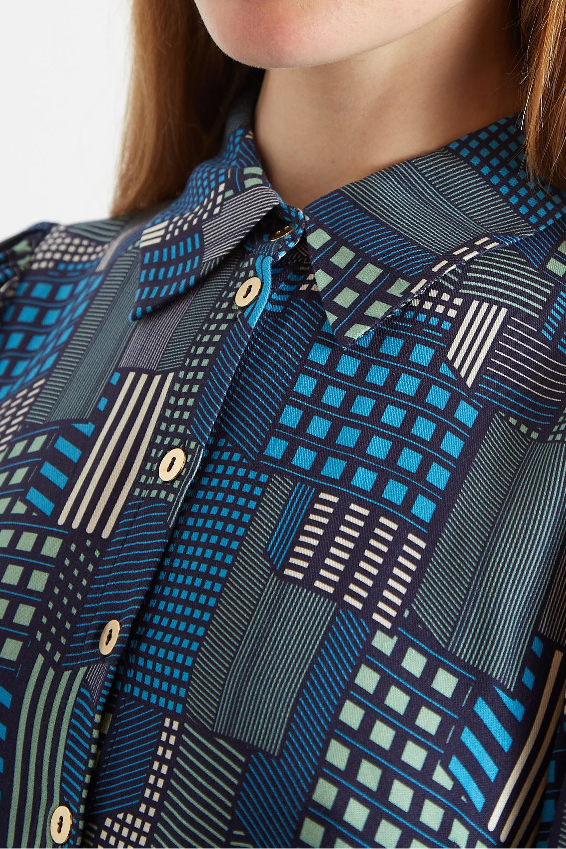 Melly Geo City Print Mini Shirt Dress