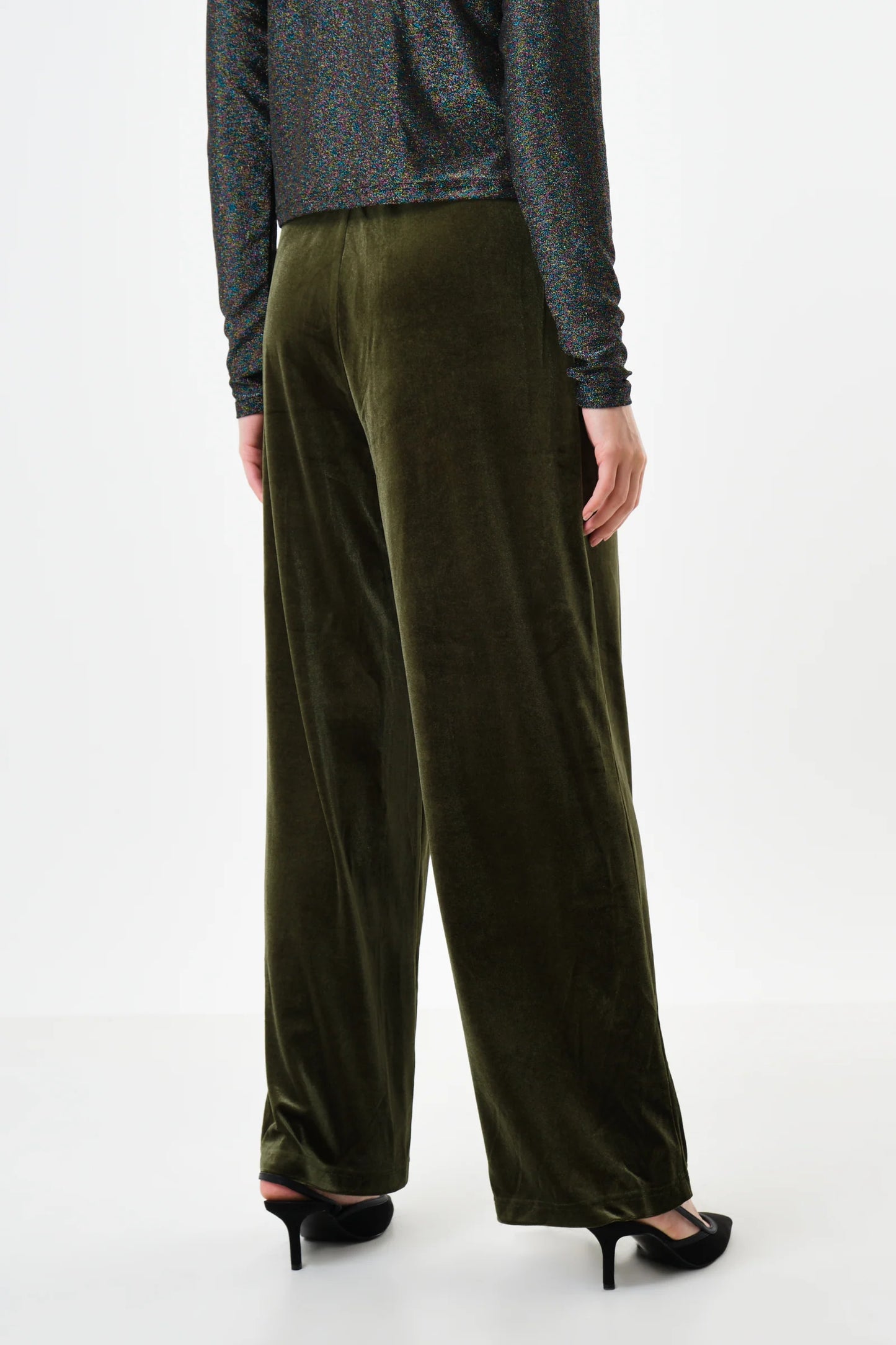 Melvin Velvet Wide Leg Trousers - Sage