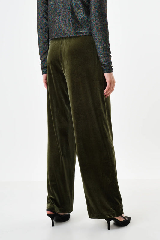 Melvin Velvet Wide Leg Trousers - Sage