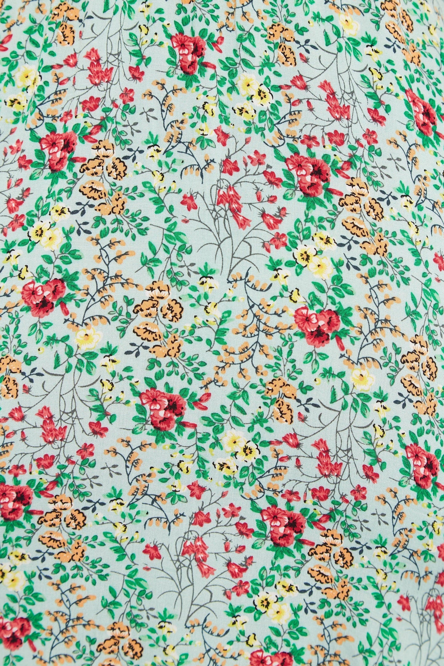 Louche Merle Flower Show Print V Neck Short Sleeve Tea Dress Green