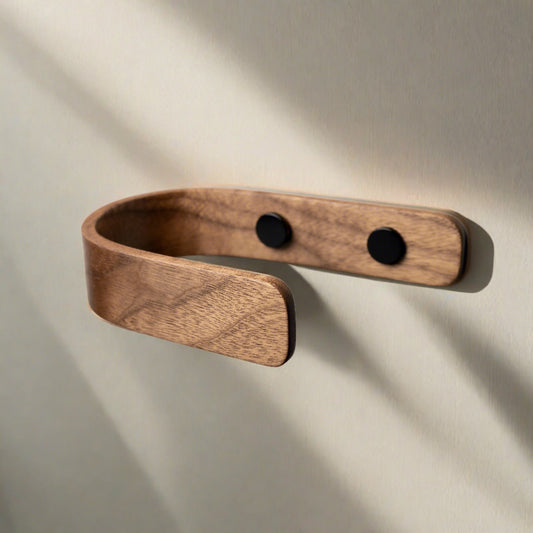 Solid Walnut Curtain Holdbacks | Designer Wooden Tie Backs | Pack of 2