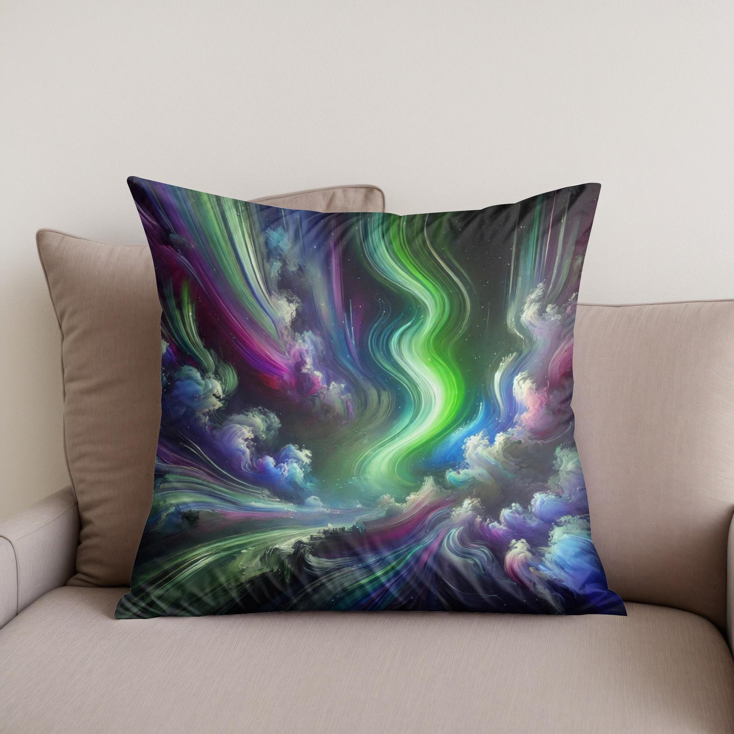 Dreamlike Northern Lights Cotton Cushion